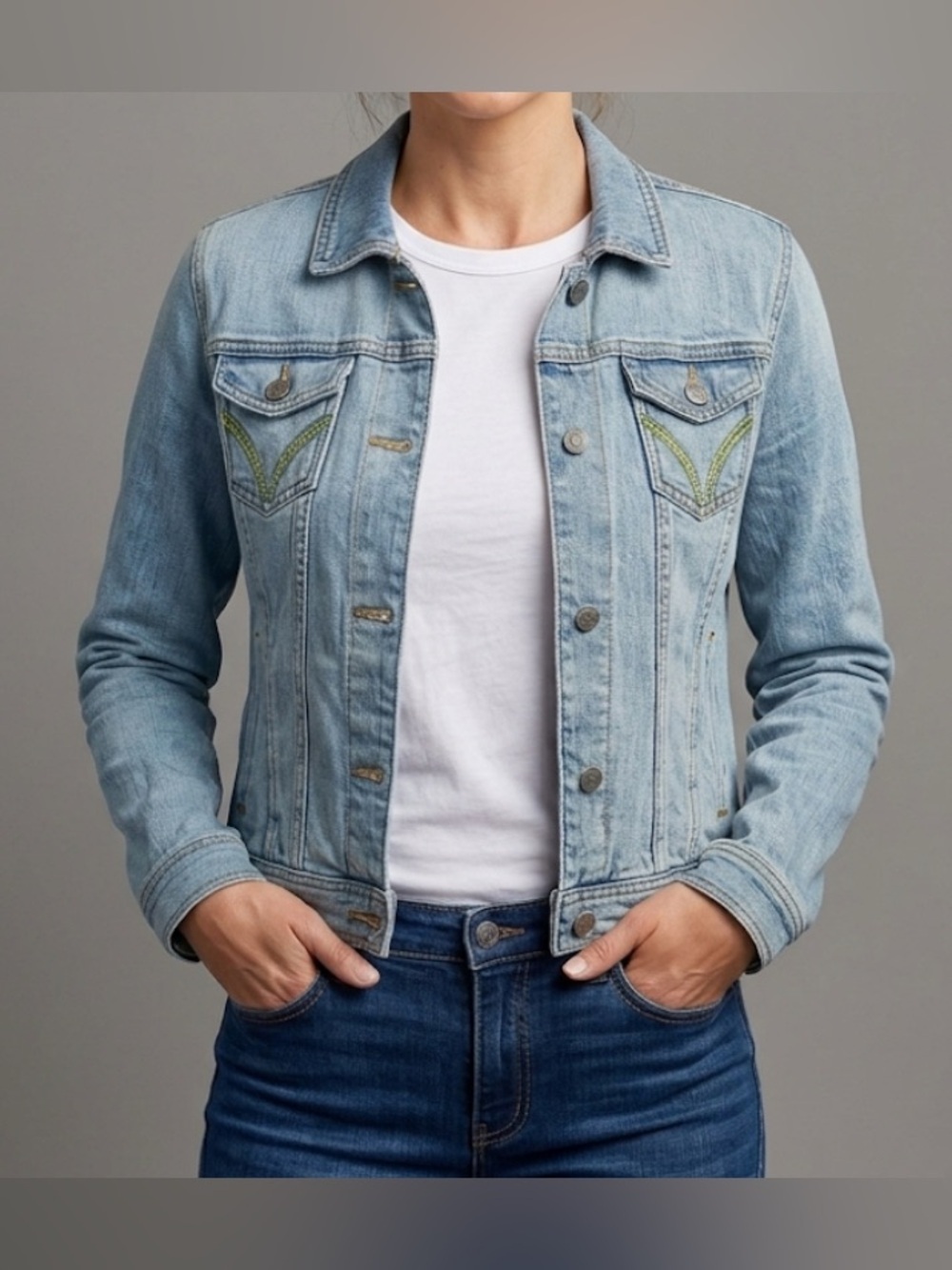 Hollister Co. Light Wash Denim Jean Jacket Medium Vintage Y2K Preppy 2000s